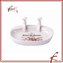 ceramic unique bathroom basin shape soap dish with decal decorate
